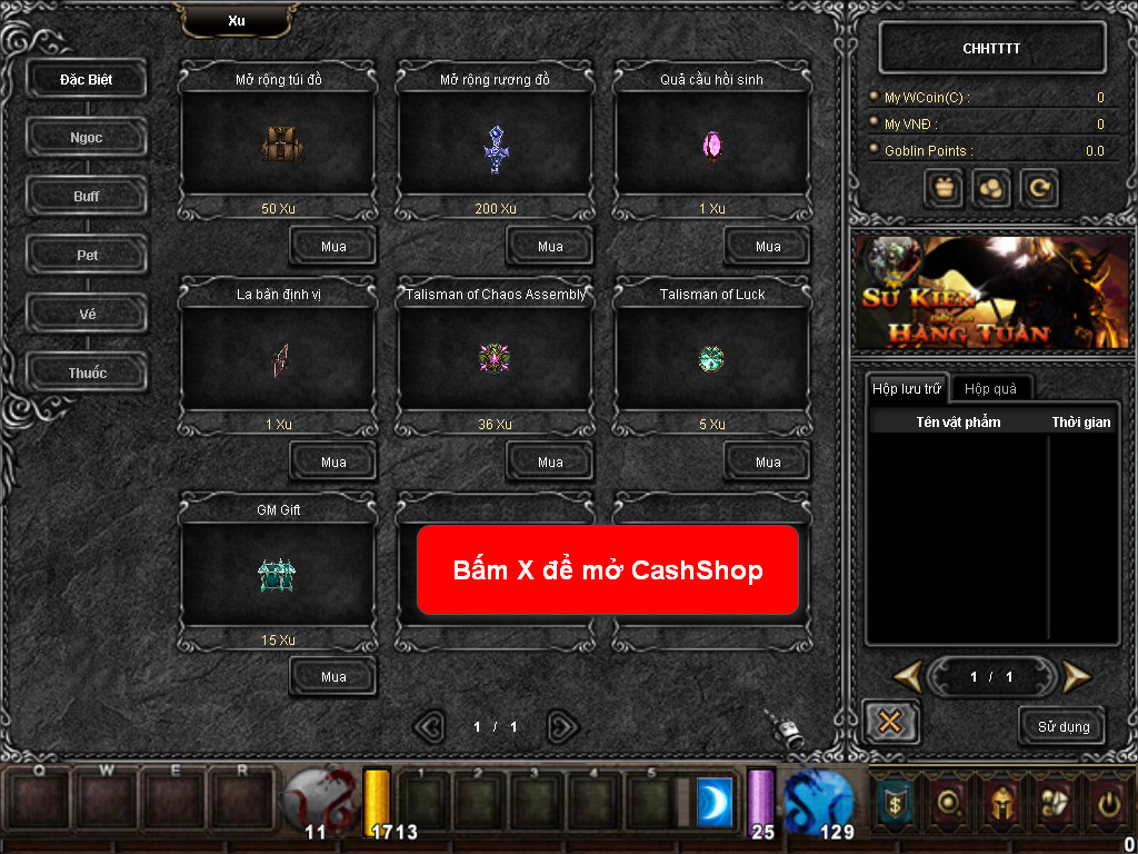 Chức năng chính của Game MU Việt Vương